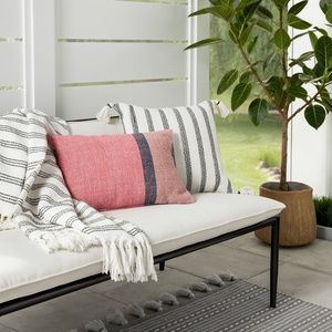 Hearth & Hand Accents - Hearth & Hand black stripe square pillow tassels Hearth & Hand Accents - Hearth & Hand black stripe square pillow tassels